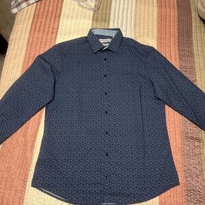 Nick Graham Everywhere Men's  Stretch Modern Fit  Shirt Size L (Dark Blue)